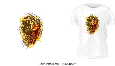 concepto de diseño de camisetas, el rugido del tigre