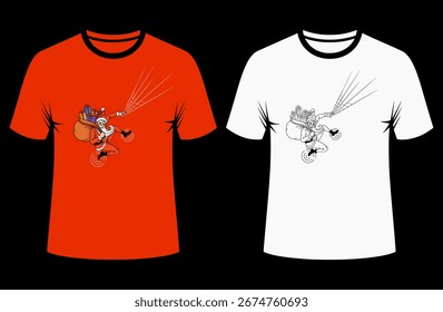 t shirt design set conceito de aranha santa, mistura de natal com um toque de aventura de super-herói.