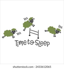 T-shirt Design Cute Animal Clipart Sleep