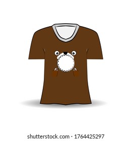 t-shirt design with cute animal face illustration. Kids apparel vector design