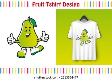 T-shirt design, Cute Fruits Character on Shirt, Hand drawn colorful vector illustration, Cartoon style