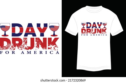 T-shirt Design Day Drunk for America Vector Colorful Illustration in White Background