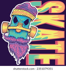 T-shirt Design Or Death Quickly Die With Gravestone And Lizard On The Skull Vintage Illustration