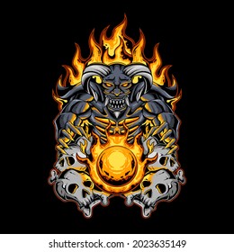 TSHIRT DESIGN DEVIL FIRE MONSTER