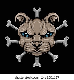tshirt design dog with bone illustration