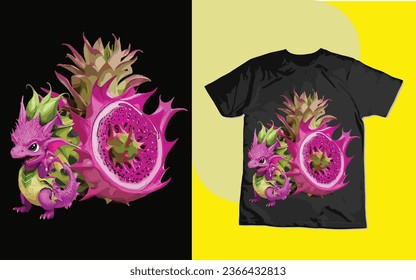 t-shirt design, dragon t-shirt design, dragon fruit t-shirt,  