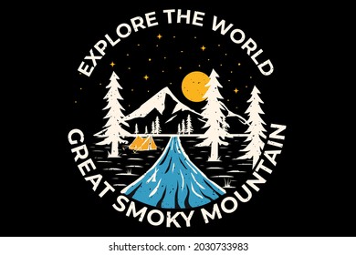 T-shirt design eksplore the world reat smoky mountain