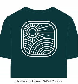 t-shirt design featuring a rising sun using simple and minimalist lines. This design creates a dynamic and energetic impression, suitable for optimistic and enthusiastic expressions.