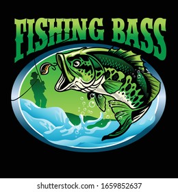 t-shirt design of fishing bass fish