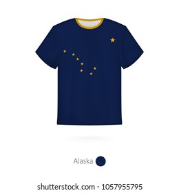 T-shirt design with flag of Alaska U.S. state. T-shirt vector template.