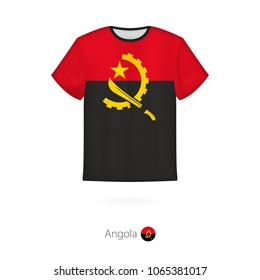 T-shirt design with flag of Angola. T-shirt vector template.