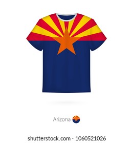 T-shirt design with flag of Arizona U.S. state. T-shirt vector template.