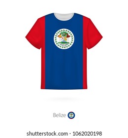 T-shirt design with flag of Belize. T-shirt vector template.