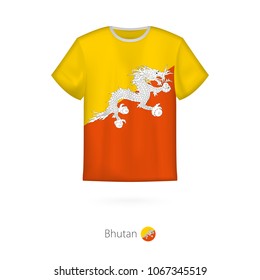 T-shirt design with flag of Bhutan. T-shirt vector template.