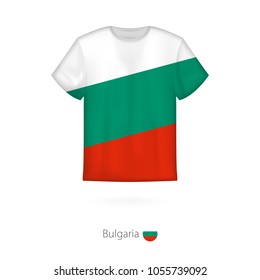 T-shirt design with flag of Bulgaria. T-shirt vector template.