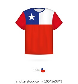 T-shirt design with flag of Chile. T-shirt vector template.