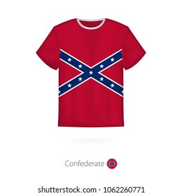 T-shirt design with flag of Confederate U.S. state. T-shirt vector template.