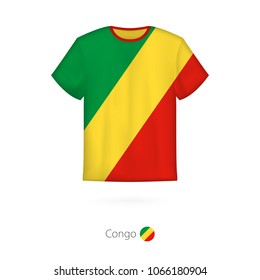 T-shirt design with flag of Congo. T-shirt vector template.