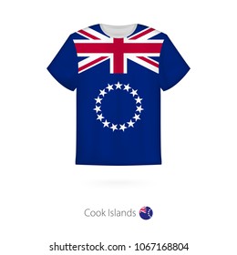 T-shirt design with flag of Cook Islands. T-shirt vector template.