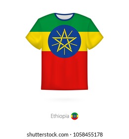 T-shirt design with flag of Ethiopia. T-shirt vector template.