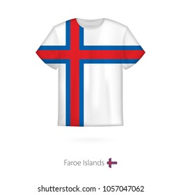 T-shirt design with flag of Faroe Islands. T-shirt vector template.