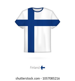 T-shirt design with flag of Finland. T-shirt vector template.