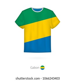 T-shirt design with flag of Gabon. T-shirt vector template.