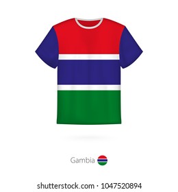 T-shirt design with flag of Gambia. T-shirt vector template.