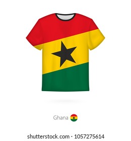 T-shirt design with flag of Ghana. T-shirt vector template.