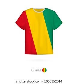 T-shirt design with flag of Guinea. T-shirt vector template.