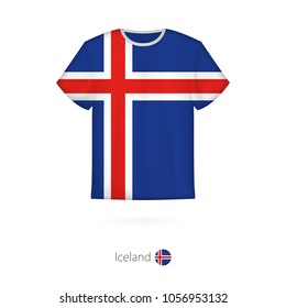 T-shirt design with flag of Iceland. T-shirt vector template.