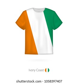 T-shirt design with flag of Ivory Coast. T-shirt vector template.