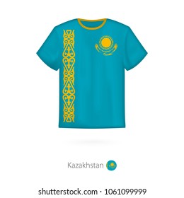 T-shirt design with flag of Kazakhstan. T-shirt vector template.