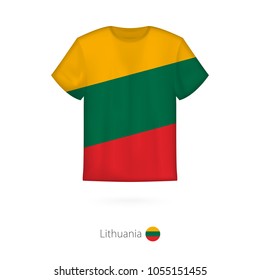 T-shirt design with flag of Lithuania. T-shirt vector template.