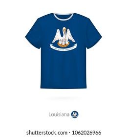 T-shirt design with flag of Louisiana U.S. state. T-shirt vector template.