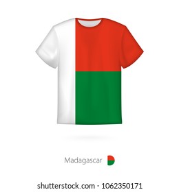 T-shirt design with flag of Madagascar. T-shirt vector template.