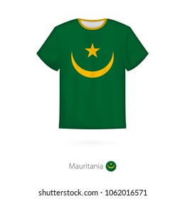 T-shirt design with flag of Mauritania. T-shirt vector template.