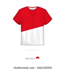 T-shirt design with flag of Monaco. T-shirt vector template.