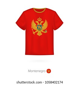 T-shirt design with flag of Montenegro. T-shirt vector template.