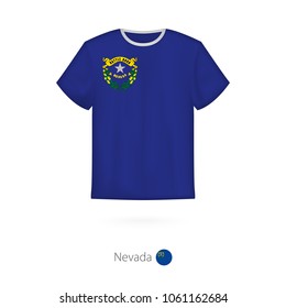 T-shirt design with flag of Nevada U.S. state. T-shirt vector template.