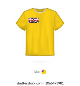 T-shirt design with flag of Niue. T-shirt vector template.