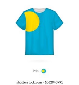 T-shirt design with flag of Palau. T-shirt vector template.