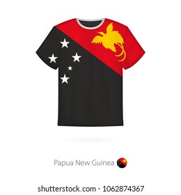 T-shirt design with flag of Papua New Guinea. T-shirt vector template.