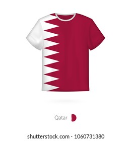 T-shirt design with flag of Qatar. T-shirt vector template.