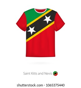 T-shirt design with flag of Saint Kitts and Nevis. T-shirt vector template.