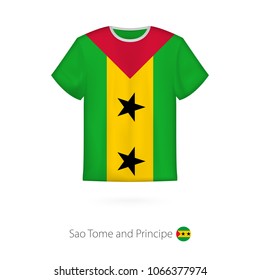 T-shirt design with flag of Sao Tome and Principe. T-shirt vector template.