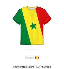 T-shirt design with flag of Senegal. T-shirt vector template.