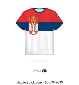 T-shirt design with flag of Serbia. T-shirt vector template.