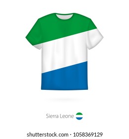 T-shirt design with flag of Sierra Leone. T-shirt vector template.