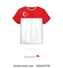 T-shirt design with flag of Singapore. T-shirt vector template.